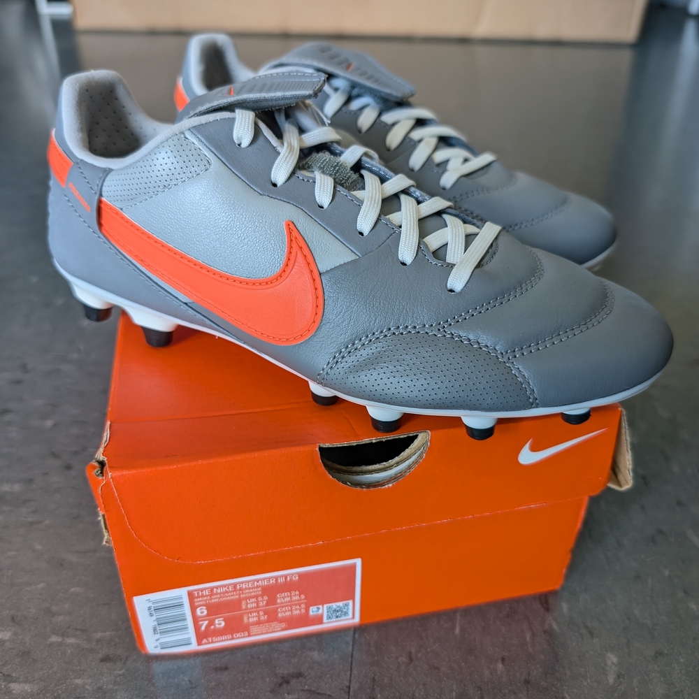 Nike The Nike Premier III Fg "Kangaroo Leather" Smoke Grey Sz 6 [AT5889-003]